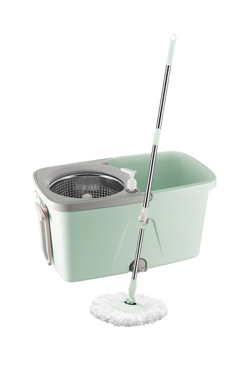 ديلكاسا ممسحة ديلكاسا دوارة سهلة الاستخدام، سعة 18 لترًا، مع أسطوانة من الفولاذ المقاوم للصدأ - DC3573، رأس ممسحة دوارة 360 درجة - Image 1