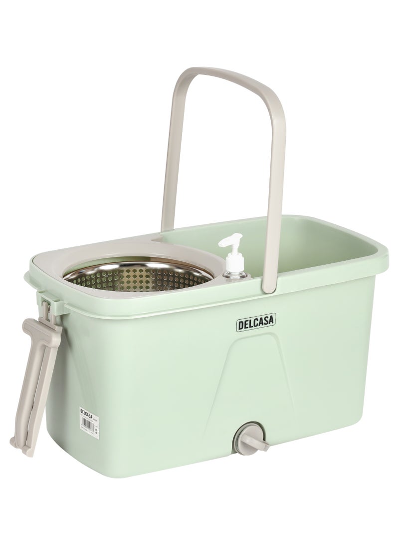 ديلكاسا ممسحة ديلكاسا دوارة سهلة الاستخدام، سعة 18 لترًا، مع أسطوانة من الفولاذ المقاوم للصدأ - DC3573، رأس ممسحة دوارة 360 درجة - Image 2