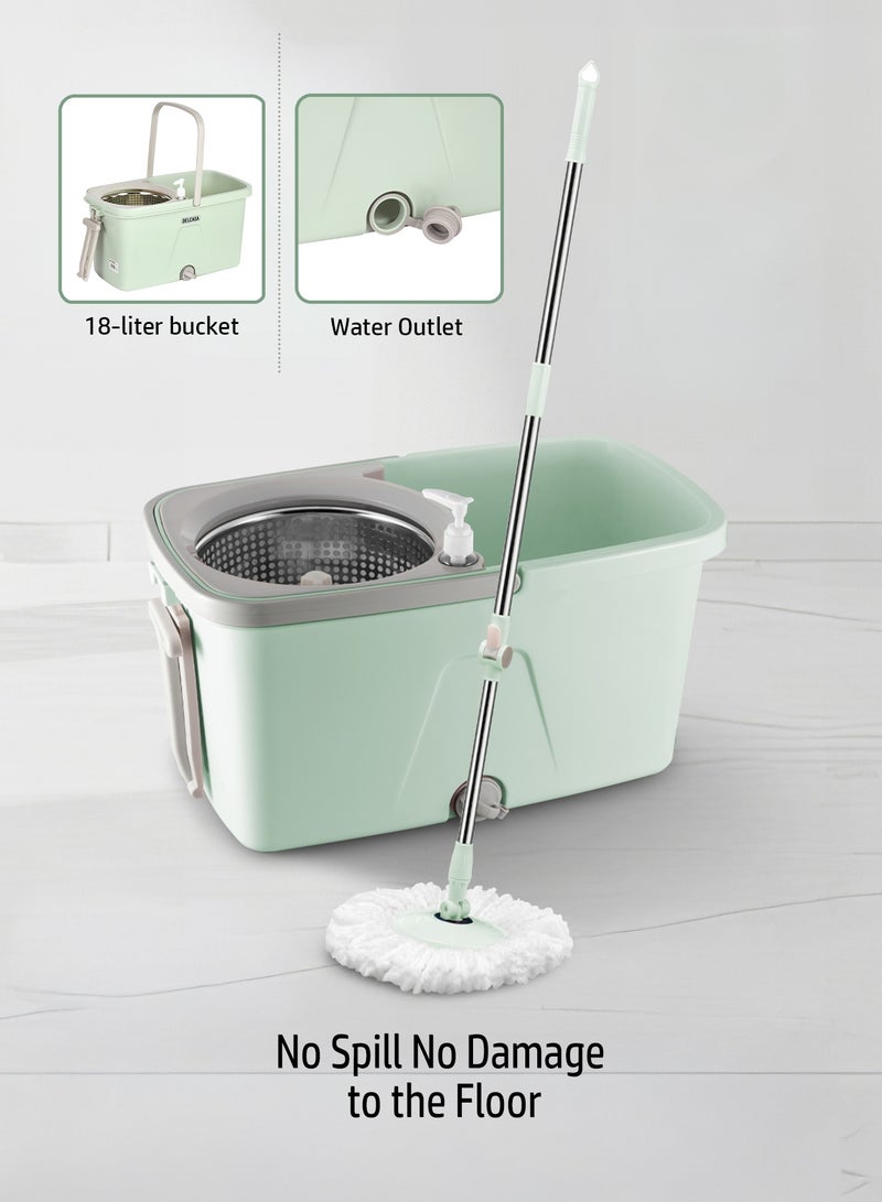 Delcasa 18 L Spin Easy Mop with Stainless Steel Drum- DC3573 360-Degree Rotating Mop Head - Image 2