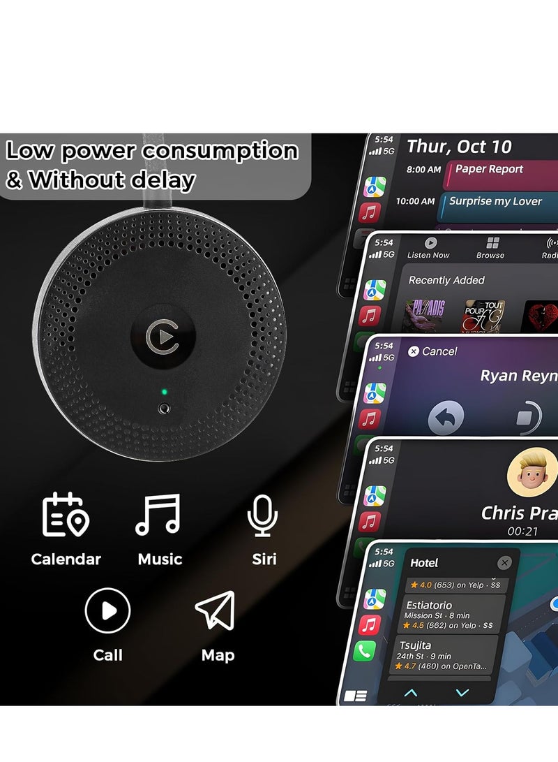 Wireless CarPlay Adapter Bluetooth Car Adapter for iPhone 16 Pro Max Convert Wired to Wireless for iPhone ios10+ Low Delay Replace Carplay Cable Fits Cars from Toyota Honda Jeep Ford Chevrolet etc. - Image 3
