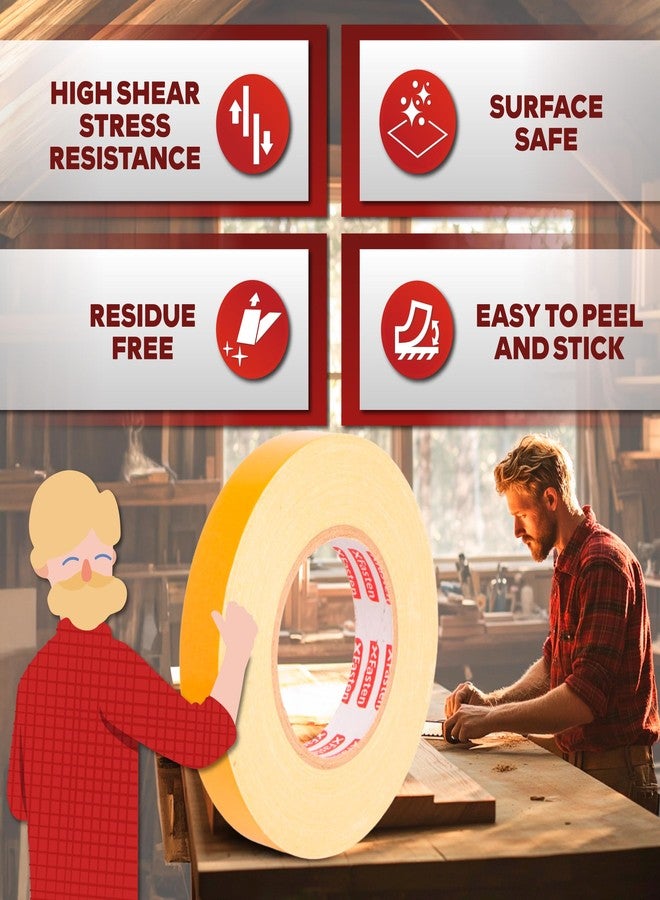 XFasten Double Sided Woodworking Tape w/Yellow Backing 2.5 Inches x 30 Yards - Image 3