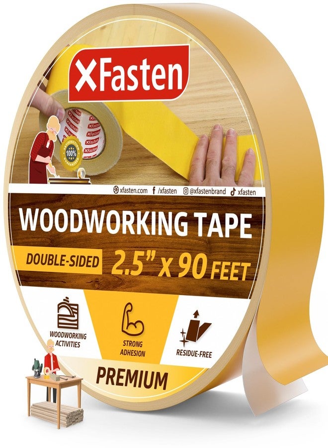 XFasten Double Sided Woodworking Tape w/Yellow Backing 2.5 Inches x 30 Yards - Image 1
