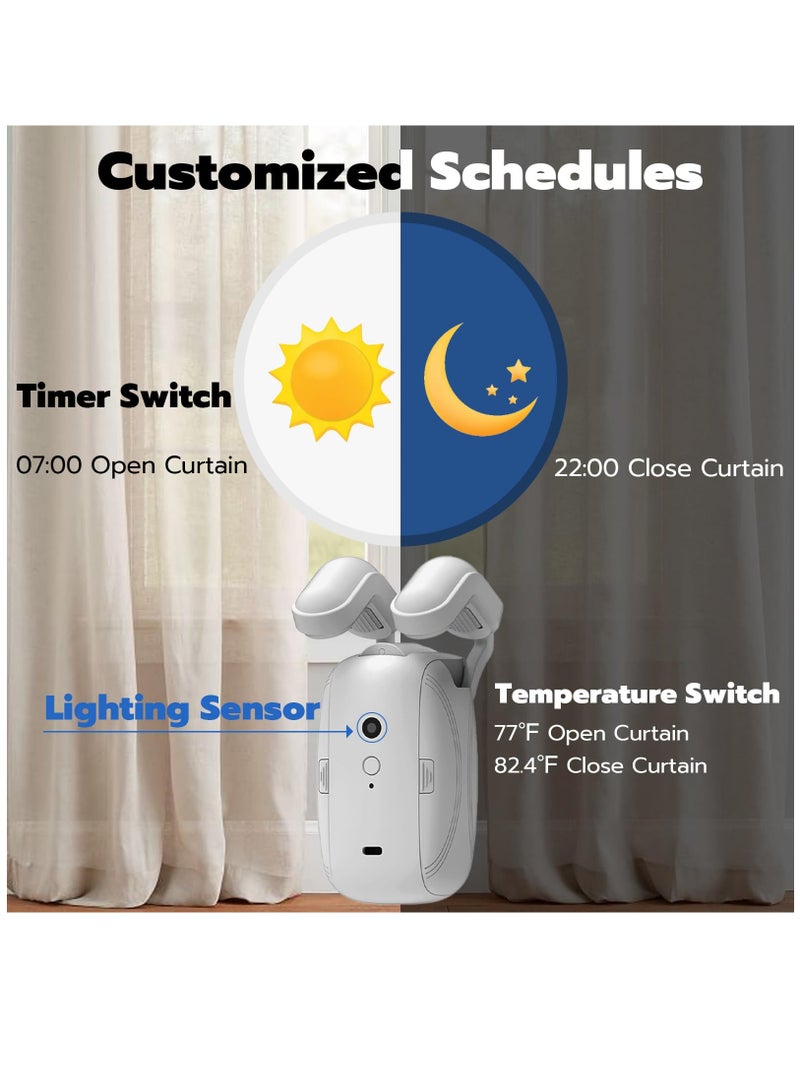 Smart Automatic Curtain Opener, Curtain Opener Electronic, Remote Control with App/Timer/Voice, Automatic Light Sensor, Add Gateways, for Google Alexa, No Remote