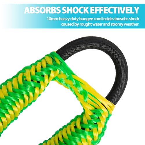 Obcursco Bungee Dock Lines for Boat, Docking Rope with 316 Stainless Steel Clips, Accessories for Jet Ski, PWC, SeaDoo, Yamaha WaveRunner, Marine, Kayak, Pontoon, Sets of Two(4ft & 6ft) (Green/Yellow) - Image 4