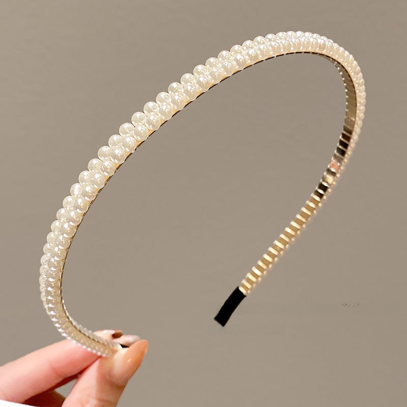 Generic Kids Pearl Headband Princess Elegant Hairband 10# double-row pearl