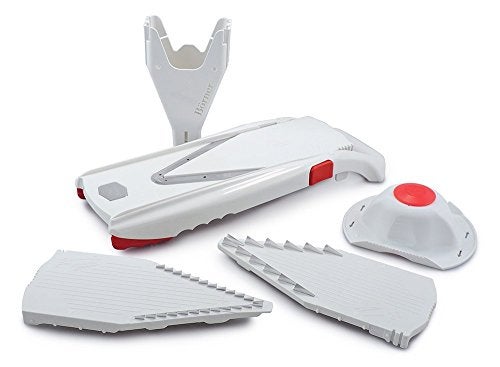 Börner Swissmar Börner VPower V-Slicer Mandoline – Professional Kitchen Tool with Adjustable Thickness – Precision Food Slicer for Vegetables, Julienne, Shredding – Includes Safety Holder & Inserts - White - Image 1