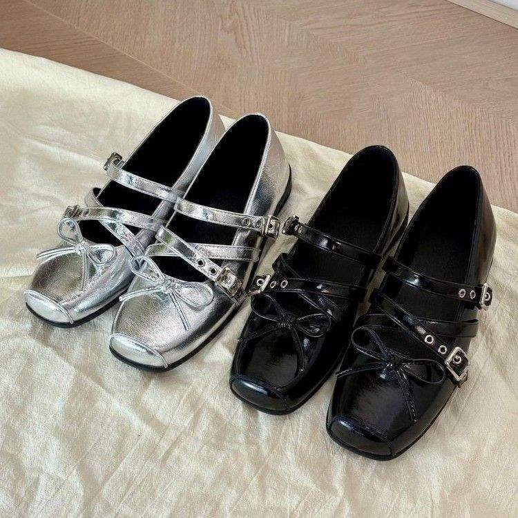 Western-Style Inner Heightening Spring New Red French Ballet Shoes, Feminine Cross-Strap Mary Jane Shoes - Image 5