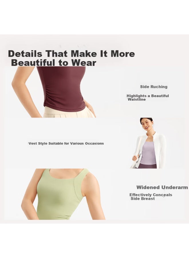 Vfu Sports Bra Quick-dry Yoga Tank Top With Built-in Cup For Fitness Pilates Training Bordeaux Red M - Image 3