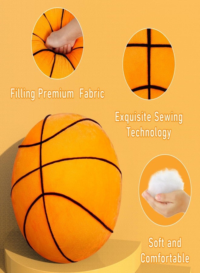 OurHonor Basketball Pillow, Basketball Plush11.8, Soft Basketball Stuffed Throw Pillows, Fluffy Cute 3D Stuffed Ball Indoor Plushies Room Decor, Games Sports Toy Gift for Boys and Girls - Image 3