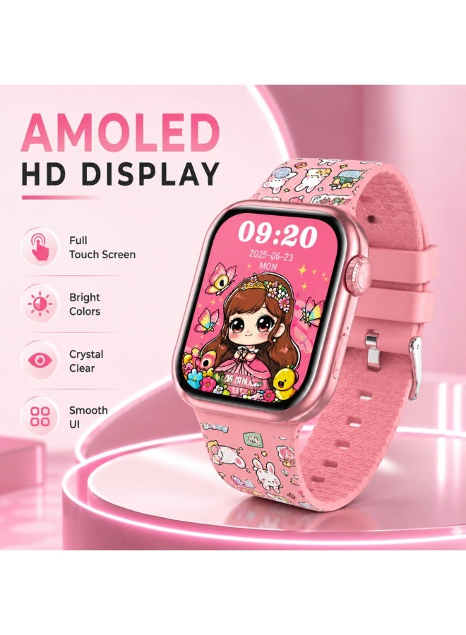 WISME X67 Mini Smart Watch for Girls & Women AMOLED Display 3 Straps Wireless Charger Pink - Image 2