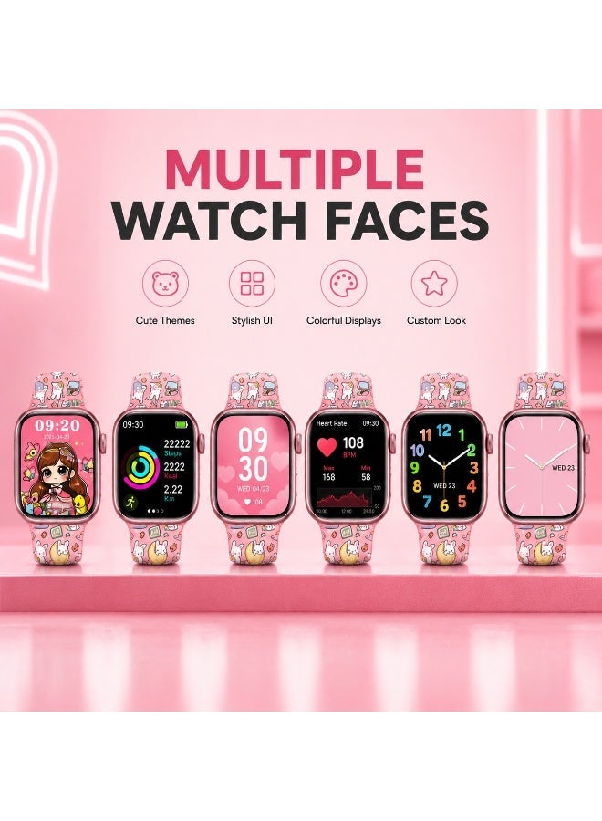 WISME X67 Mini Smart Watch for Girls & Women AMOLED Display 3 Straps Wireless Charger Pink - Image 4