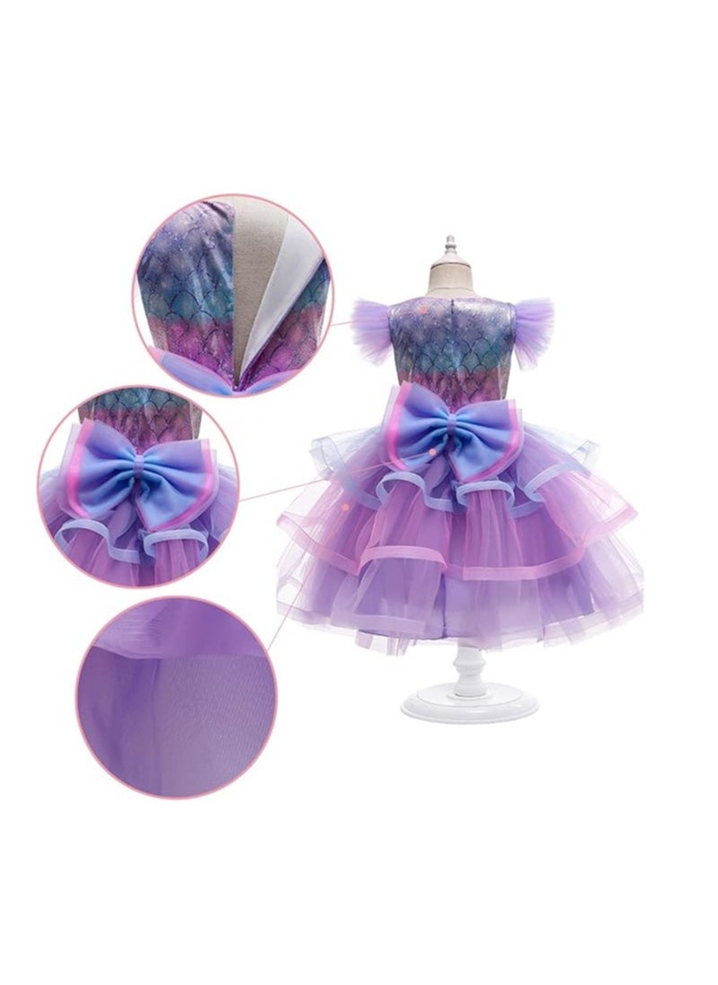 Generic - Yalla Baby Girls Purple Princess Dress Costume for Kids Dress Up with Free Accessories - 90-140 cm 3-12 Years Birthday Party Cosplay Outfits - Image 1