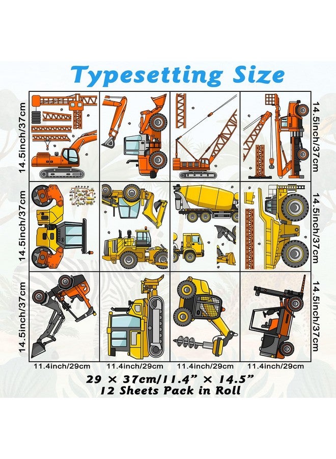 Eutecado Construction Cars Wall Decals Truck Tractor Wall Stickers for Boys Room, Cartoon Vehicles Stickers Cars Excavator Crane Wall Decals Toddler Boy Room Decor for Nursery Classroom - Image 5