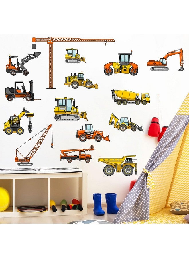 Eutecado Construction Cars Wall Decals Truck Tractor Wall Stickers for Boys Room, Cartoon Vehicles Stickers Cars Excavator Crane Wall Decals Toddler Boy Room Decor for Nursery Classroom - Image 4