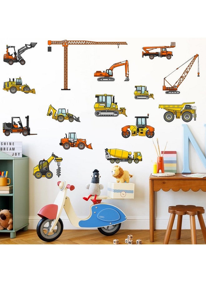 Eutecado Construction Cars Wall Decals Truck Tractor Wall Stickers for Boys Room, Cartoon Vehicles Stickers Cars Excavator Crane Wall Decals Toddler Boy Room Decor for Nursery Classroom - Image 2