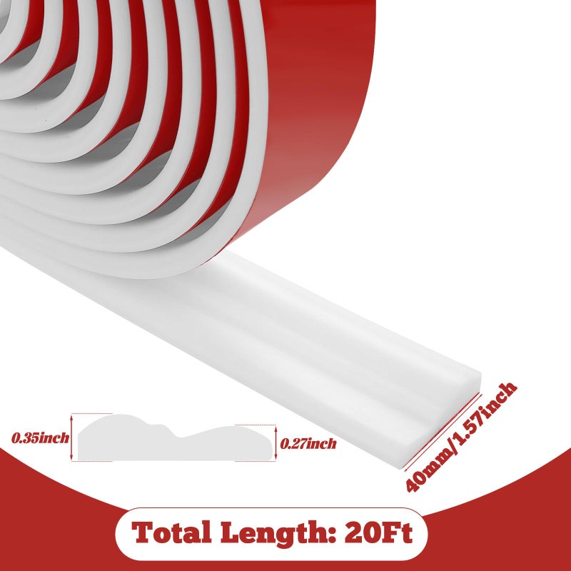 Retainbre 20 Ft X 1.6'' Molding Trim Peel and Stick Chair Rail Moulding for Walls Self Adhesive Flexible Border Trim for Wall Mirror Frame Door Window Home Interior Decoration (TPE) - Image 3