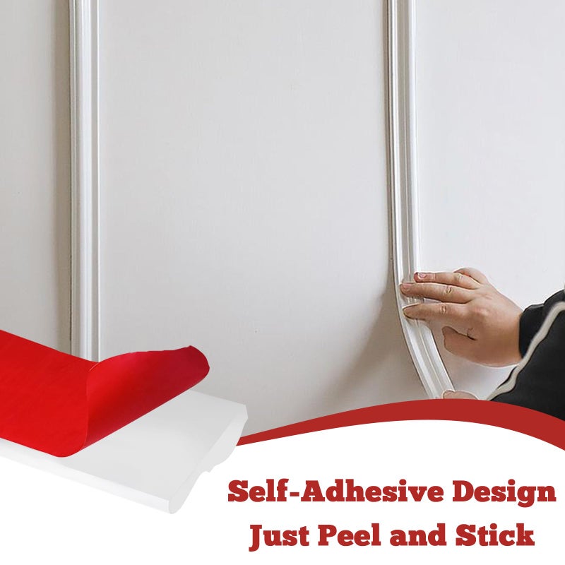 Retainbre 20 Ft X 1.6'' Molding Trim Peel and Stick Chair Rail Moulding for Walls Self Adhesive Flexible Border Trim for Wall Mirror Frame Door Window Home Interior Decoration (TPE) - Image 4
