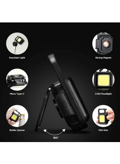 KhuHap KhuHap COB Rechargeable Keychain Flood Light Mini LED Lamp Flashlight Torch USB Charging Magnetic Gadgets Folding Bracket Bottle Opener Pocket Emergency Tourch YellowPack 1  - Image 3