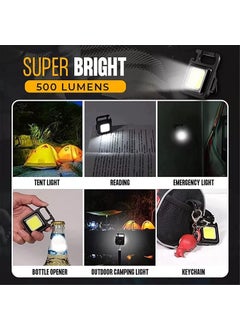 KhuHap KhuHap COB Rechargeable Keychain Flood Light Mini LED Lamp Flashlight Torch USB Charging Magnetic Gadgets Folding Bracket Bottle Opener Pocket Emergency Tourch YellowPack 1  - Image 4
