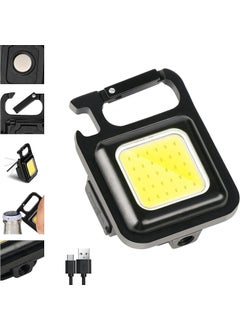 KhuHap KhuHap COB Rechargeable Keychain Flood Light Mini LED Lamp Flashlight Torch USB Charging Magnetic Gadgets Folding Bracket Bottle Opener Pocket Emergency Tourch YellowPack 1  - Image 1