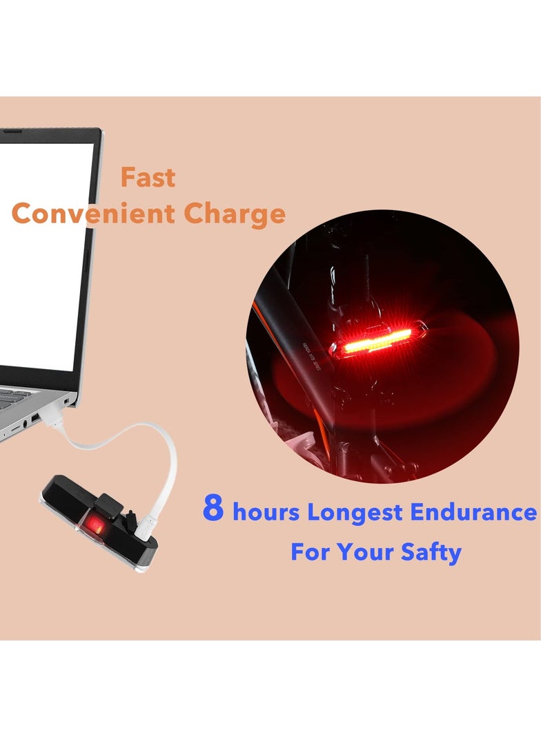 ضوء ذيل الدراجة فائق السطوع 168 لومن قابل لإعادة الشحن عبر USB C مقاوم للماء بخمس أوضاع وبطارية ليثيوم 500mAh للدراجات الجبلية والطرق - Image 4