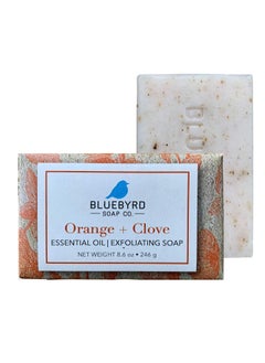 BLUEBYRD SOAP CO. BLUEBYRD Orange  Clove Large Exfoliating Soap Bars 100 Vegan Cold Press Premium Scented Essential Oils Natural Cleansing Body Scrub for Men or Women w Oatmeal Olive  Shea Butter 86oz 