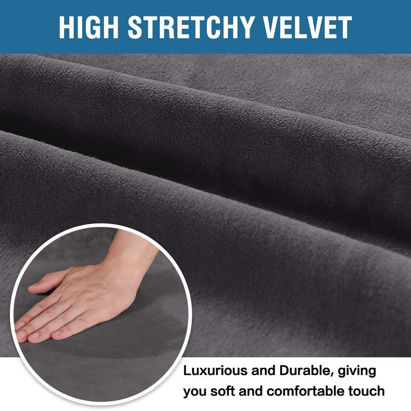 H.VERSAILTEX Velvet Dining Chair Covers Stretch Chair Covers for Dining Room Set of 4 Parson Chair Slipcovers Chair Protectors Covers Dining  Soft Thick Solid Velvet Fabric Washable  Grey - Image 3