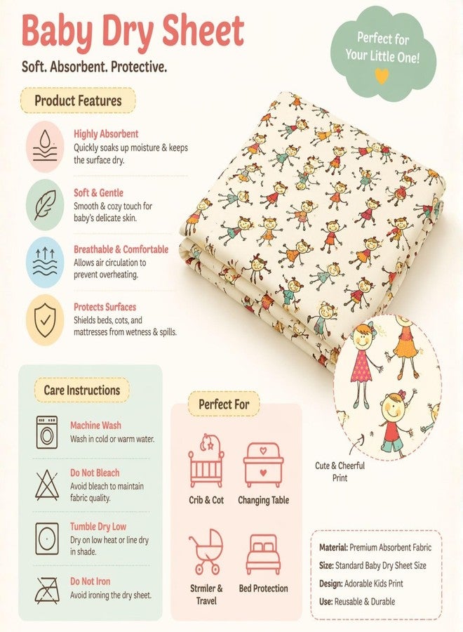 AHC Zikku Printed Dry Sheets for Newborn Baby Small Size Soft |Comfortable |Extra Absorbency|Fast Dry (50x70 cm, White, Kids Print) - Image 4