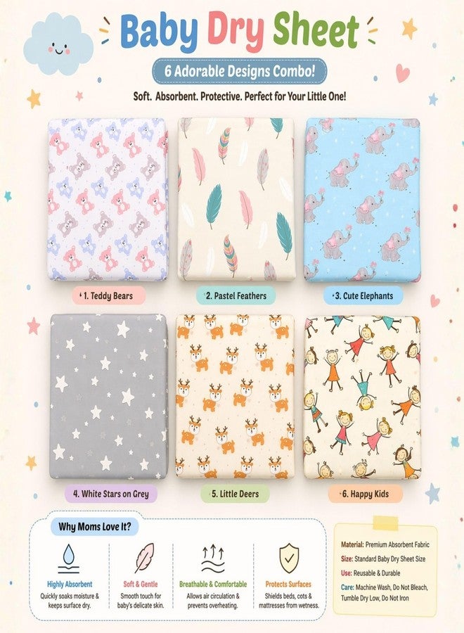 AHC Zikku Printed Dry Sheets for Newborn Baby Small Size Soft |Comfortable |Extra Absorbency|Fast Dry (50x70 cm, White, Kids Print) - Image 5