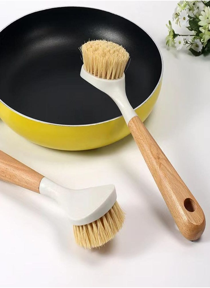 أوزيغالور 2 قطع طبق فرشاة وعاء المطبخ فرشاة مقبض خشبي تنظيف فرشاة الترسبات  - Image 5