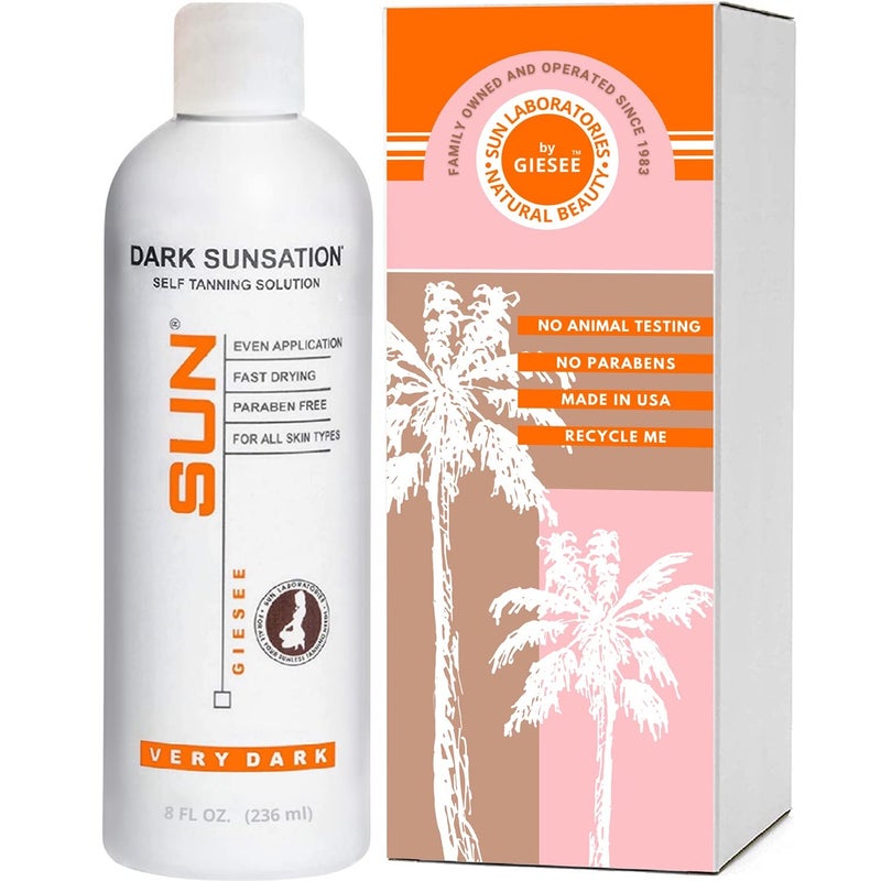 Sun Laboratories by Giesee Sun Laboratories By Giesee Dark Sunsation Spray Tan Solution 8 oz - Self Tanning Lotion, Professional Airbrush Tanning Solution, Ultra Dark Bronzing Spray 