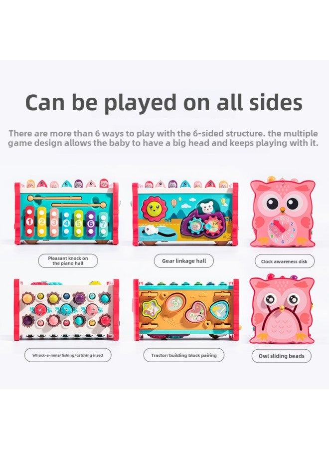 Hamster Toy Multi-functional Owl Hexahedron Puzzle 1-3 Baby Parent-child Interaction Tapping Fishing-Color:[Penguin English] Large Hamster-Red  - Image 4