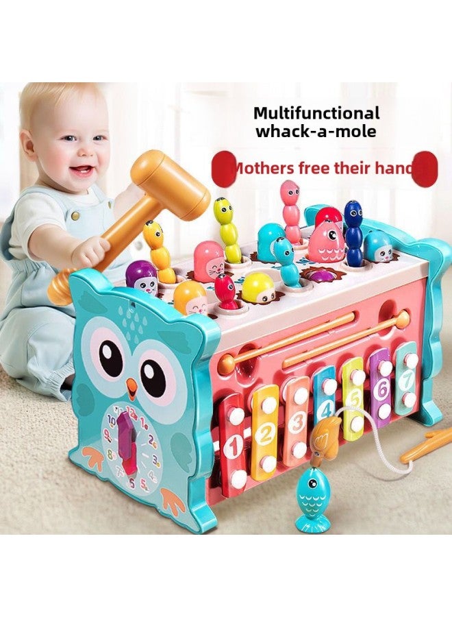 Hamster Toy Multi-functional Owl Hexahedron Puzzle 1-3 Baby Parent-child Interaction Tapping Fishing-Color:[Penguin English] Large Hamster-Red  - Image 2