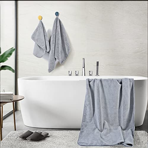 POLYTE Oversize, 60 x 30 in., Quick Dry Lint Free Microfiber Bath Towel Set, 6 Piece (Gray) - Image 3