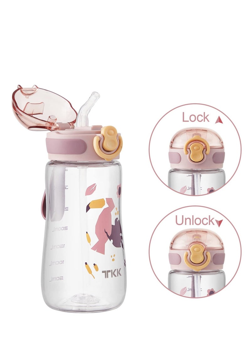 SYOSI Kids Water Bottle with Straw 350ml, Leak Proof BPA Free 12oz Toddler Drinking Bottle for Boys and Girls to Schools, Travel and Hiking Pink - Image 2
