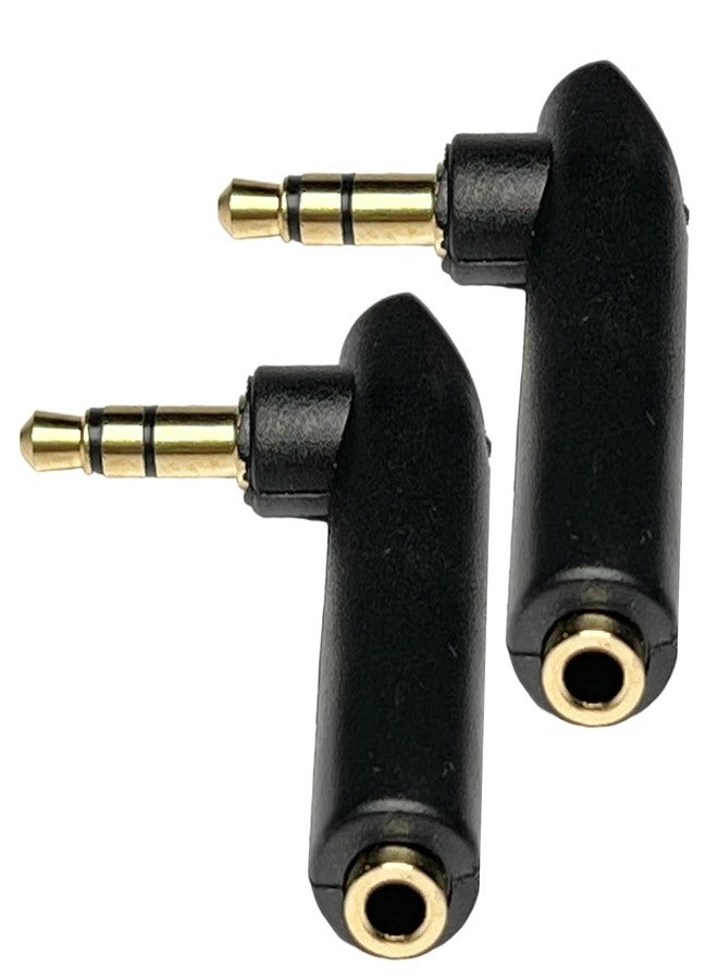 CESS 3.5mm TRS Stereo Right Angle Adapter - Gold-Plated Male Tip, Matte Plastic Female Housing, 2-Pack for Audio Devices and Headphones - Image 1