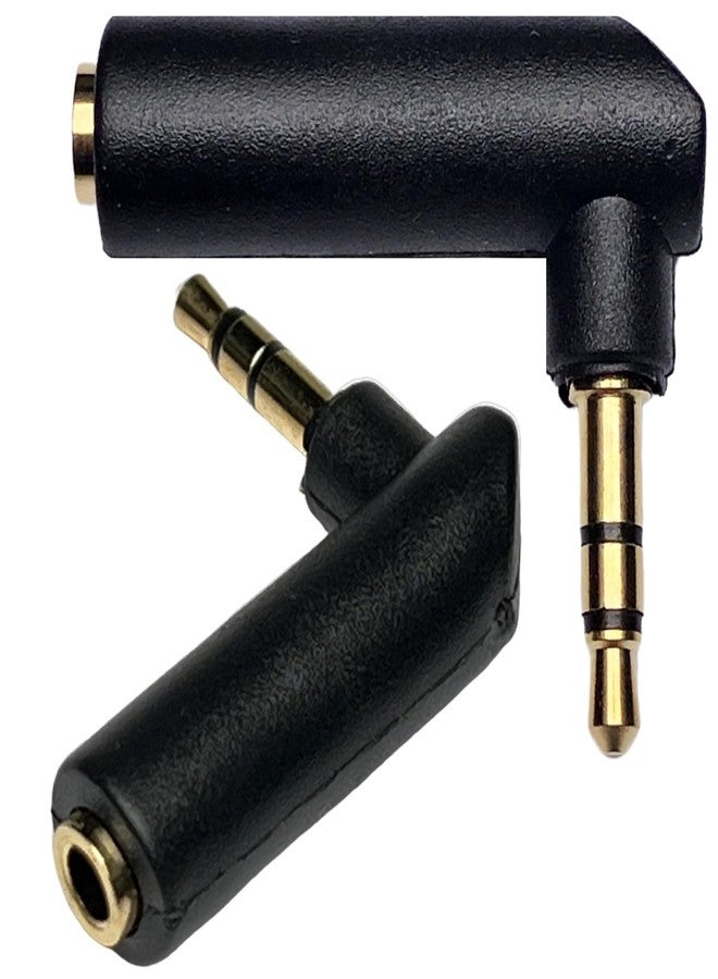 CESS 3.5mm TRS Stereo Right Angle Adapter - Gold-Plated Male Tip, Matte Plastic Female Housing, 2-Pack for Audio Devices and Headphones - Image 2