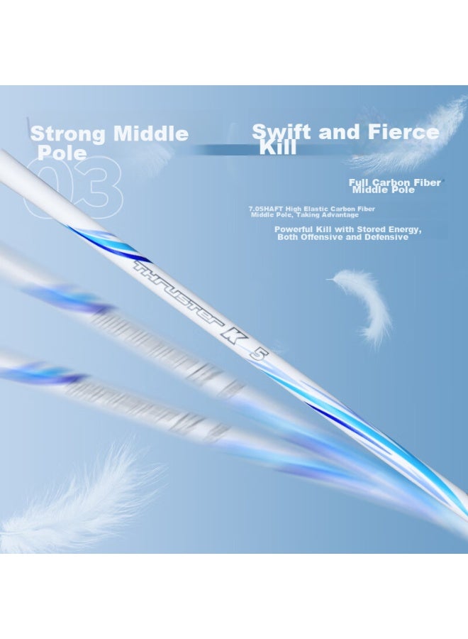 Victor Victor Badminton Racket, Full Carbon Single Racket, High-power Offensive Type Tk-5/f, Steel Blue/4u, Stringed Racket  - Image 3