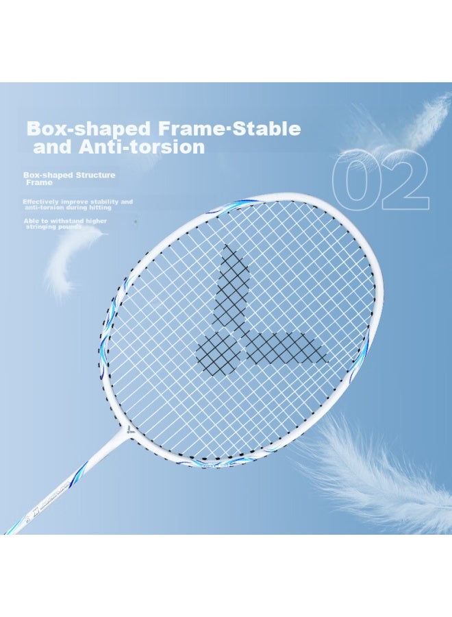 Victor Victor Badminton Racket, Full Carbon Single Racket, High-power Offensive Type Tk-5/f, Steel Blue/4u, Stringed Racket  - Image 2