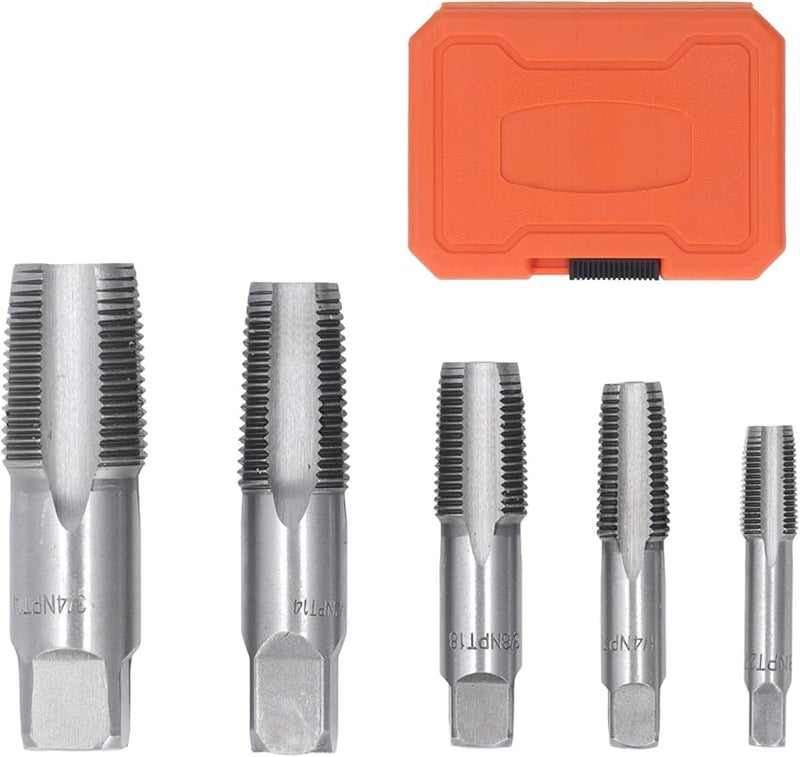 5 Piece Carbon Steel NPT Pipe Tap Set 1 8 1 4 3 8 1 2 3 4 Inch For Plumbing And DIY - Image 2