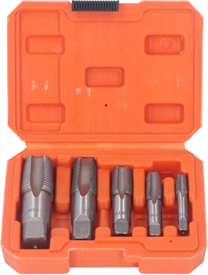5 Piece Carbon Steel NPT Pipe Tap Set 1 8 1 4 3 8 1 2 3 4 Inch For Plumbing And DIY - Image 5
