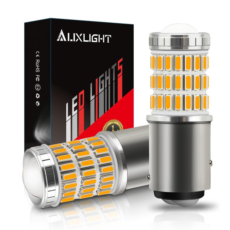 AUXLIGHT 2057 1157 2357 7528 2057A 1157A 2357A LED Bulbs Amber Yellow Ultra Bright 60SMD LED Replacement for Blinker Lights Turn SignalParking or Running Lights BrakeTail Lights Pack of 2