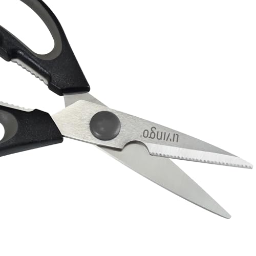 LIVINGO 7.5" Kitchen Scissors All Purpose for Sharp Cutting Small Bones & Vegetables, with Nutcracker Grip Comfortable, Heavy-duty Food Shears for Home Cooking - Image 4