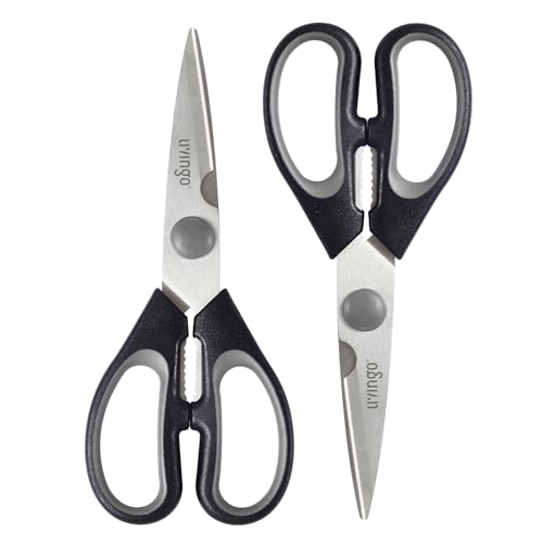 LIVINGO 7.5" Kitchen Scissors All Purpose for Sharp Cutting Small Bones & Vegetables, with Nutcracker Grip Comfortable, Heavy-duty Food Shears for Home Cooking - Image 1