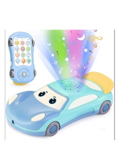 OUYoo OUYoo Baby Phone Toy with Music Light Mini Projector, 4 Mode Learning Toddler Infant Soothing Car Toys - Number Counting Color Animal Sound Fun Smart Phones, Lullaby Fine Motor Hand Activity Playing(Blue)  - Image 1