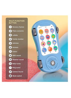 OUYoo OUYoo Baby Phone Toy with Music Light Mini Projector, 4 Mode Learning Toddler Infant Soothing Car Toys - Number Counting Color Animal Sound Fun Smart Phones, Lullaby Fine Motor Hand Activity Playing(Blue)  - Image 4