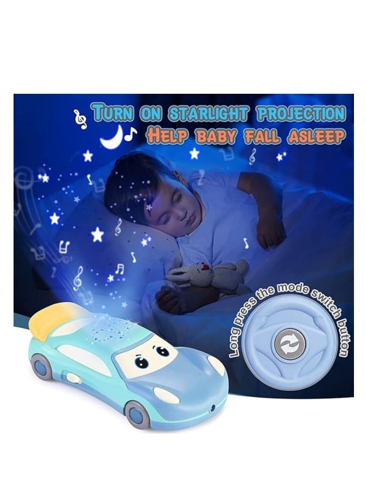 OUYoo - OUYoo Baby Phone Toy with Music Light Mini Projector, 4 Mode Learning Toddler Infant Soothing Car Toys - Number Counting Color Animal Sound Fun Smart Phones, Lullaby Fine Motor Hand Activity Playing(Blue) - Image 1