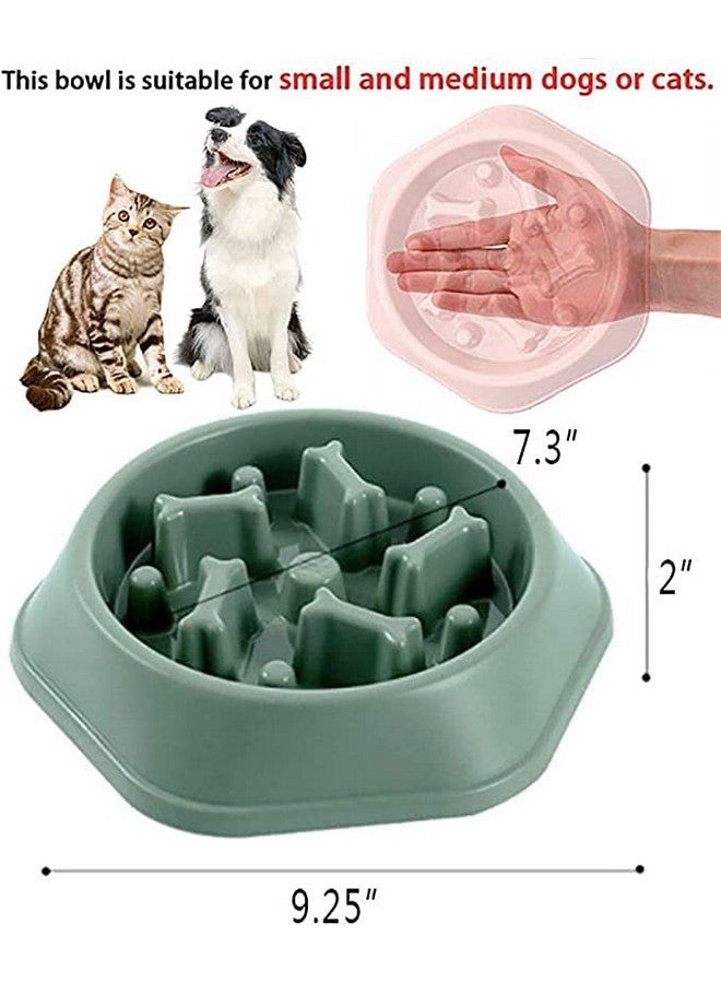 Slow Feeding Pet Bowl, No Choking Round Feeder Bowl With Bone Pattern Interactive Treat Bowl For Dogs (Green) - Image 5