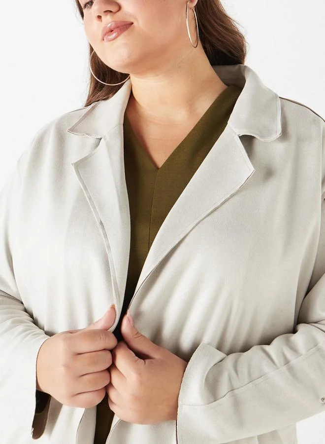  أولا بوبكن جاكيت مقاس كبير سادة مفتوح من الأمام بجيوب من أولا بوبكن