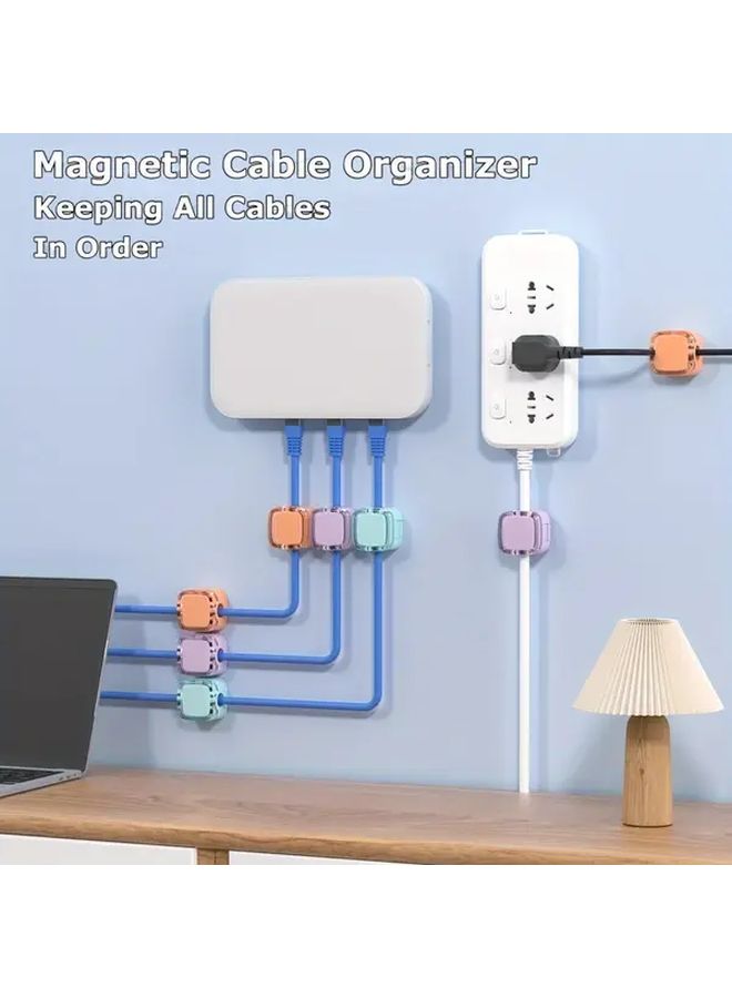 9 Pack Magnetic Cord Holders Transparent Blue Adhesive Cable Clips for Desk Car - Image 2